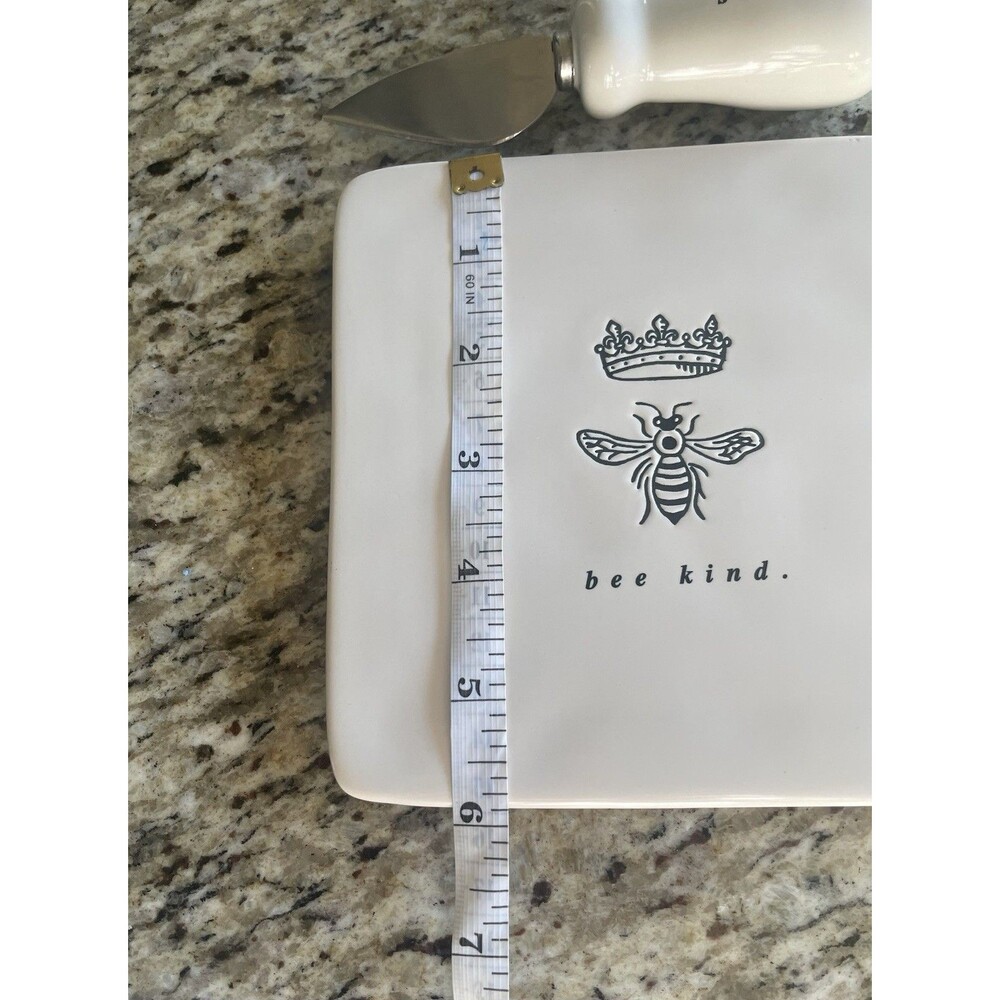 Rae Dunn Cheese Plate & Serve Knife Set Bee Kind - Crowned Bee Design - Picture 6 of 6